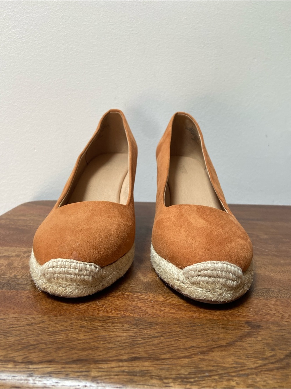 J. Crew Seville Suede Espadrille Wedge Pumps - Cognac Brown - Picture 6 of 9